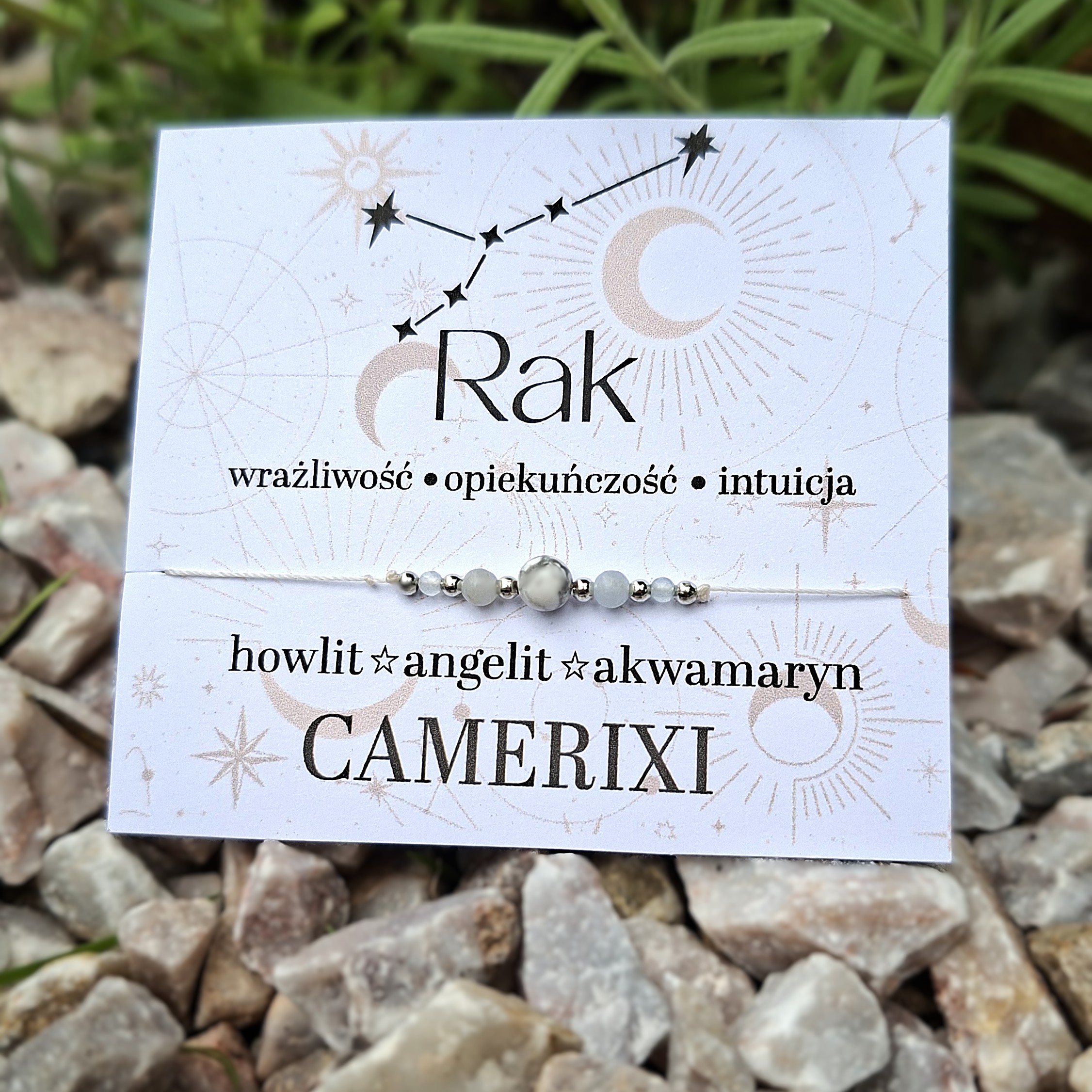 RAK Bransoletka ZODIAK - howlit angelit akwamaryn