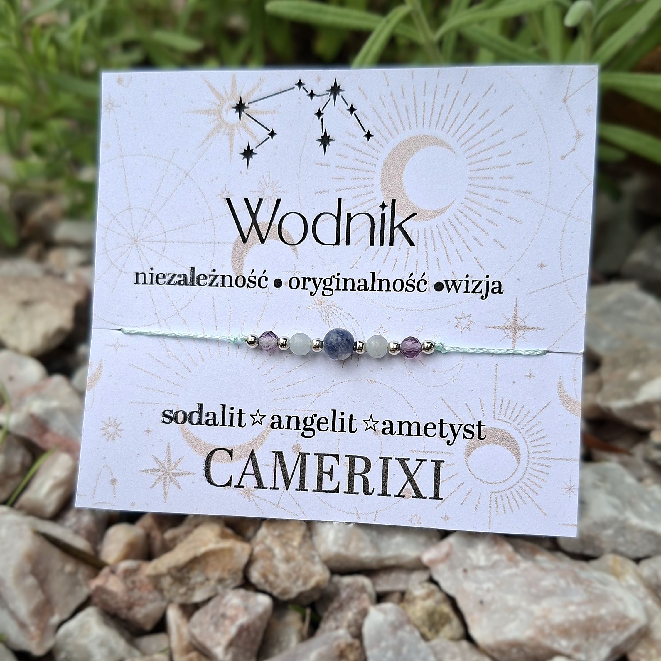 WODNIK Bransoletka ZODIAK - sodalit angelit ametyst